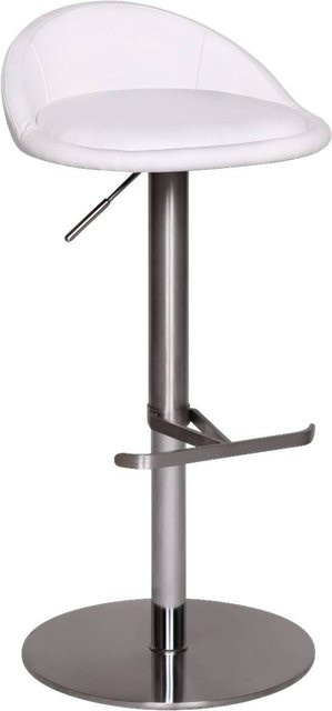 Wohnling Barhocker in Weiß mit Kunstleder und Edelstahl, Höhe: 90 cm, Breite: 35 cm, Tiefe: 36 cm - Bild 1