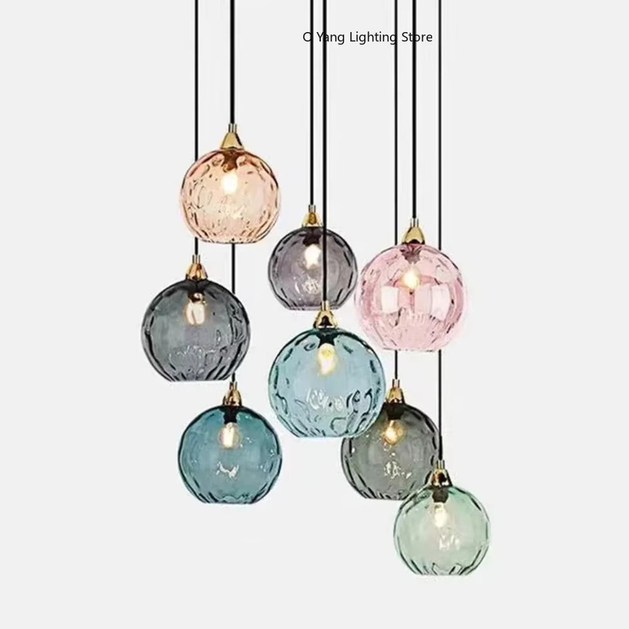 JIANKEXING Designer-Kronleuchter aus Buntglas in Gold/Messing, klassische Kugelleuchte für Wohnzimmer und Schlafzimmer - Bild 1