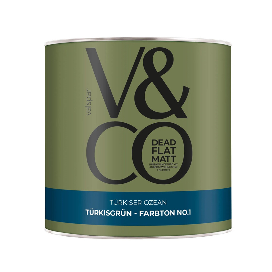 V&CO Premium-Innenfarbe Dead Flat Matt in Türkisgrün (1 Türkiser Ozean), 2,5 l - Bild 2