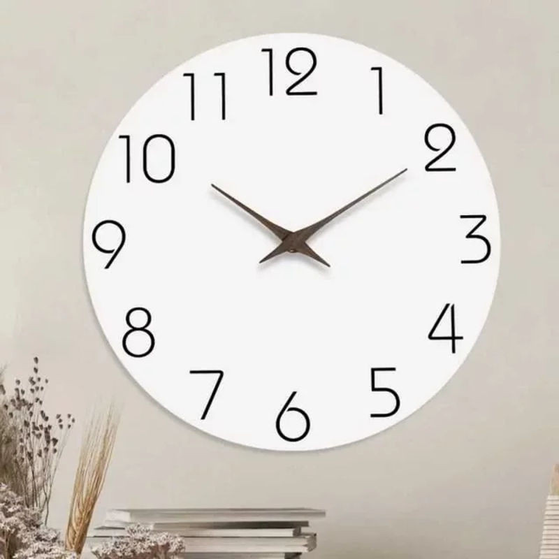 Geräuschlose runde Wanduhr von DUTRIEUX in Weiß, minimalistisches Design für Wohnzimmer und Schlafzimmer, Durchmesser: 25,4 cm - Bild 1
