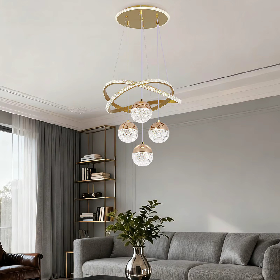 VETRULUS Moderne LED-Hängelampe in Gold/Messing für Wohnzimmer und Esszimmer - Bild 2