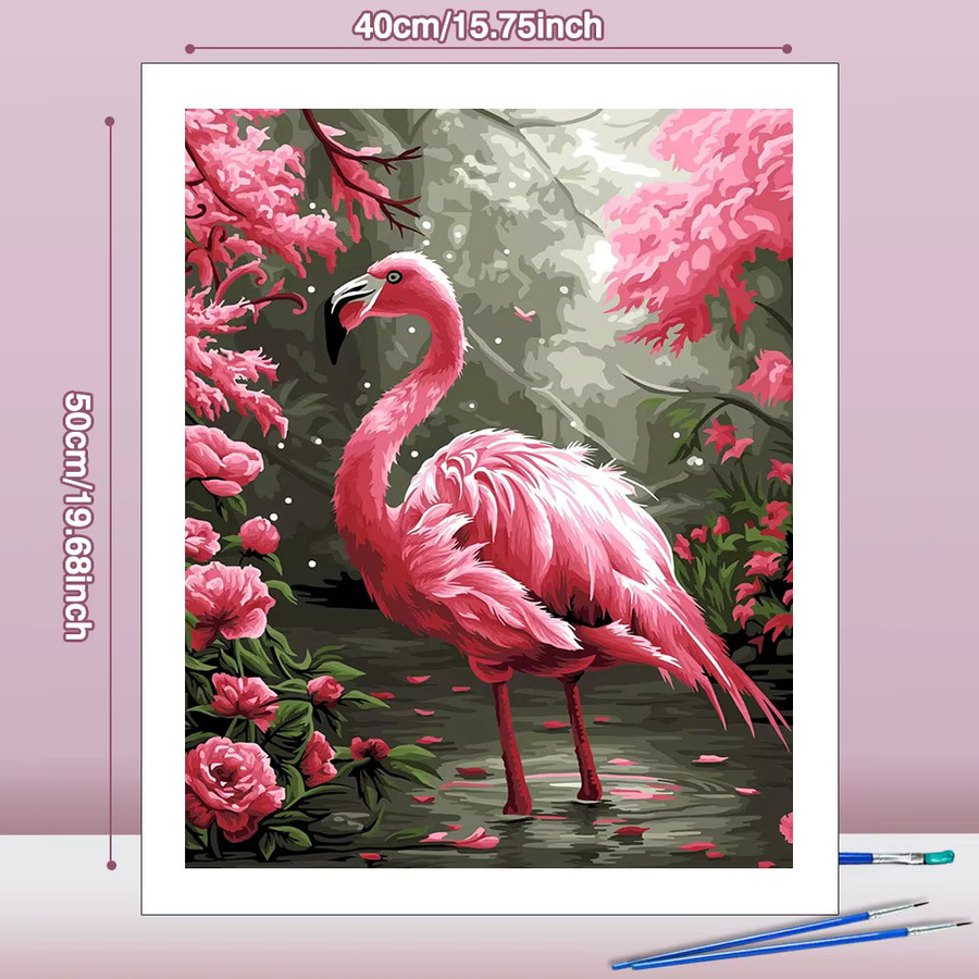 Huacan Malen nach Zahlen Flamingo Ölgemälde als handgemaltes Tierbild auf Leinwand in Multicolour - Bild 3