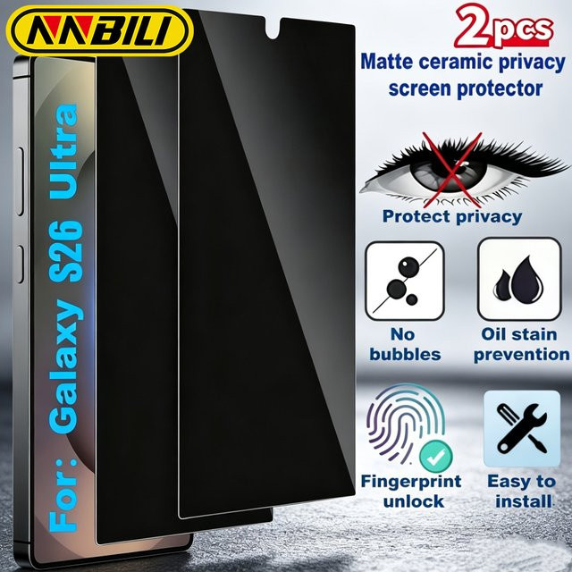 NNBILI 2 Stück Matte Sichtschutzfolie für Samsung Galaxy S26 S25 S24 Ultra S23 S22 S21 FE transparent - Bild 1