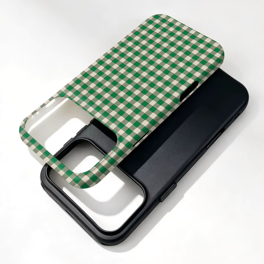 Magnetische 2-in-1 Handyhülle mit Folie für Huawei Pura 70 60 Pro Plus Ultra in Grün mit Gittermuster - Bild 2