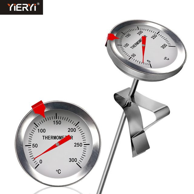 Yieryi Edelstahl Braten-Lebensmittelthermometer mit 300 mm Sonde, Silber, 0-300 °C mit Temperaturerinnerung - Bild 1