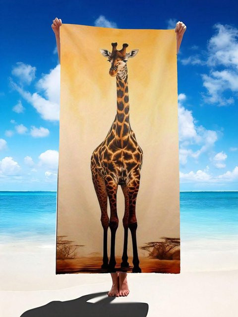 Schnelltrocknendes Strandtuch mit Giraffen-Fotodruck von JMG Household Supplies, bunt, B: 50 cm, H: 100 cm - Bild 1