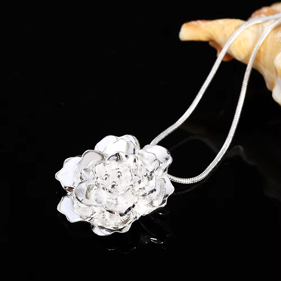 JewelryTop Store Halskette 925 Silber, Schlangenkette mit Blumenanhänger, Damen - Bild 4