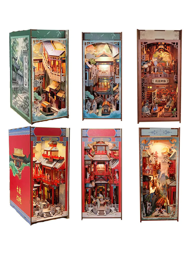 ELEVEN-CUTE DIY Holz Buch Nook Regal Einsatz Kit Konfuzius Schule Miniatur Modell Kit - Bild 2