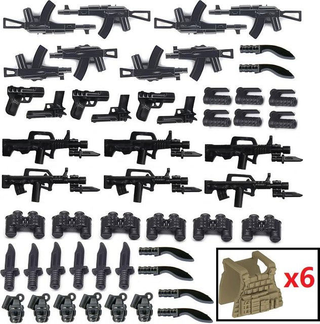 MOC US-Militärwaffen Armeeausrüstung, Mini-Actionfiguren, 56-teiliges Set, weiß, ab 14 Jahren - Bild 1