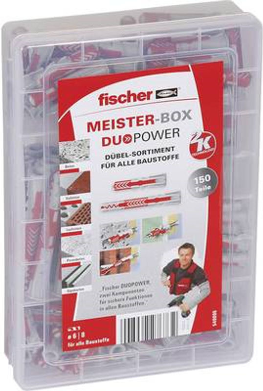 Fischer Meister-Box DUOPOWER Universal-Dübel aus Nylon in Grau, Rot und Transparent - Bild 2