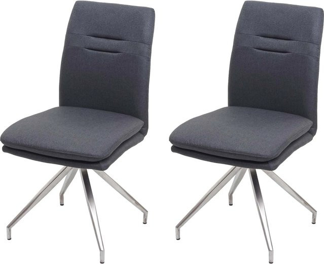 CHEFGASTRO Esszimmerstuhl 2er-Set aus Stoff in Dunkelgrau mit gebürstetem Edelstahl-Gestell, B/T/H: 90 x 47 x 60 cm, Sitzhöhe: 49 cm - Bild 1