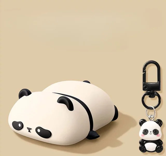 Schützende Panda-Kopfhörerhülle in Weiß für Apple AirPods Pro 1, 2, 3, 4 und AirPods Pro 3 (2025) - Bild 1
