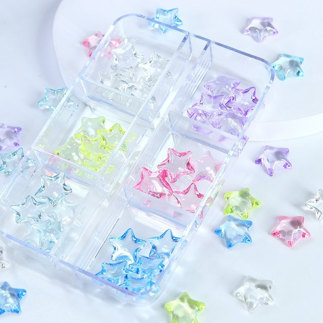 NAILFYOU Nagel Charms, Stern Harz Nail Art Dekorationen, Bunt, Glänzend - Bild 1