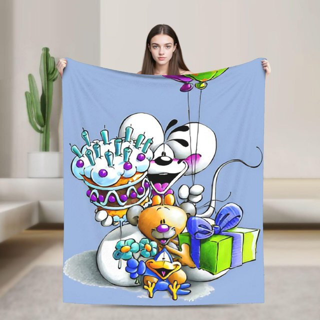 Diddl Überwurfdecke für Kinder in Blau, weich und warm, B/H: 75 x 90 cm - Bild 1