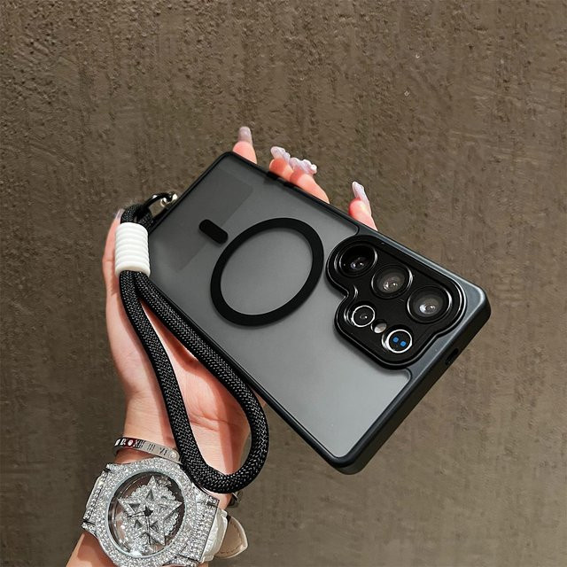Matte transparente Schutzhülle mit Lanyard und magnetischer Halterung für Samsung Galaxy S24 S25 S26 Ultra Plus FE mit MagSafe Unterstützung - Bild 1