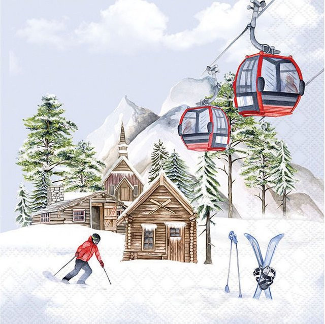 Serviette Skihütte Ambiente Multicolor aus Papier - Bild 1