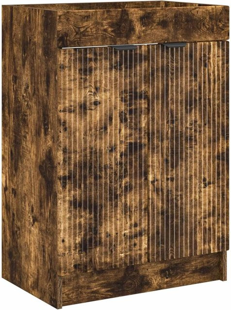 vidaXL Badschrank Unter dem Waschbecken in Räuchereiche, Modernes Design mit Türen und Regalfächern, Braun, B: 56 cm, T: 37,5 cm, H: 81 cm - Bild 1