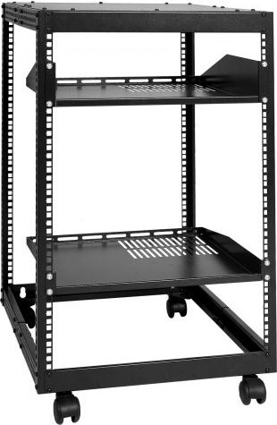 VEVOR 15U Open Frame Server Rack in Schwarz, verstellbare Tiefe 58,5-101,6 cm, freistehend oder wandmontiert, 4-Pfosten Netzwerk-Rack mit Rollen für IT-Equipment und AV-Geräte - Bild 1