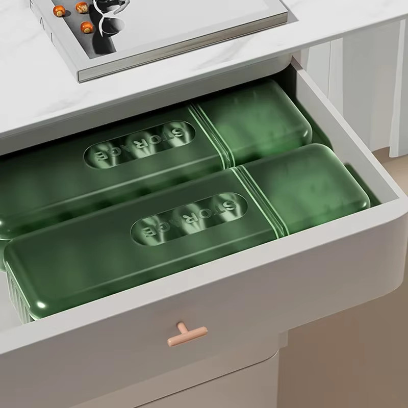 Emenne Kabelaufbewahrungsbox aus Kunststoff für Desktop und Ladegeräte, Sortierbox mit mehreren Fächern in Weiß und Grün - Bild 5