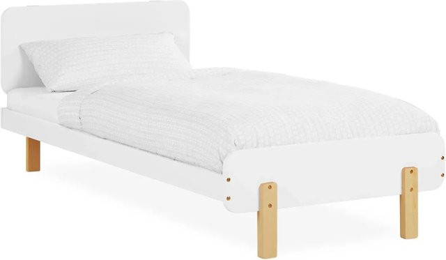 Homestyle4u Kinderbett aus Kiefernholz mit Lattenrost in Weiß im Retro-Design B/T/H: 90 x 200 x 95 cm - Bild 1