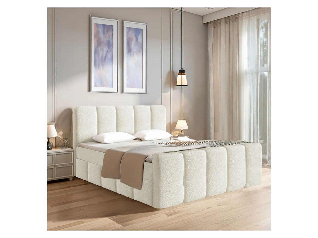 Juskys Boxspringbett Manitoba mit Topper und hochwertiger Polsterung, Farbe: Creme, B/T/H: 180 x 200 cm - Bild 2
