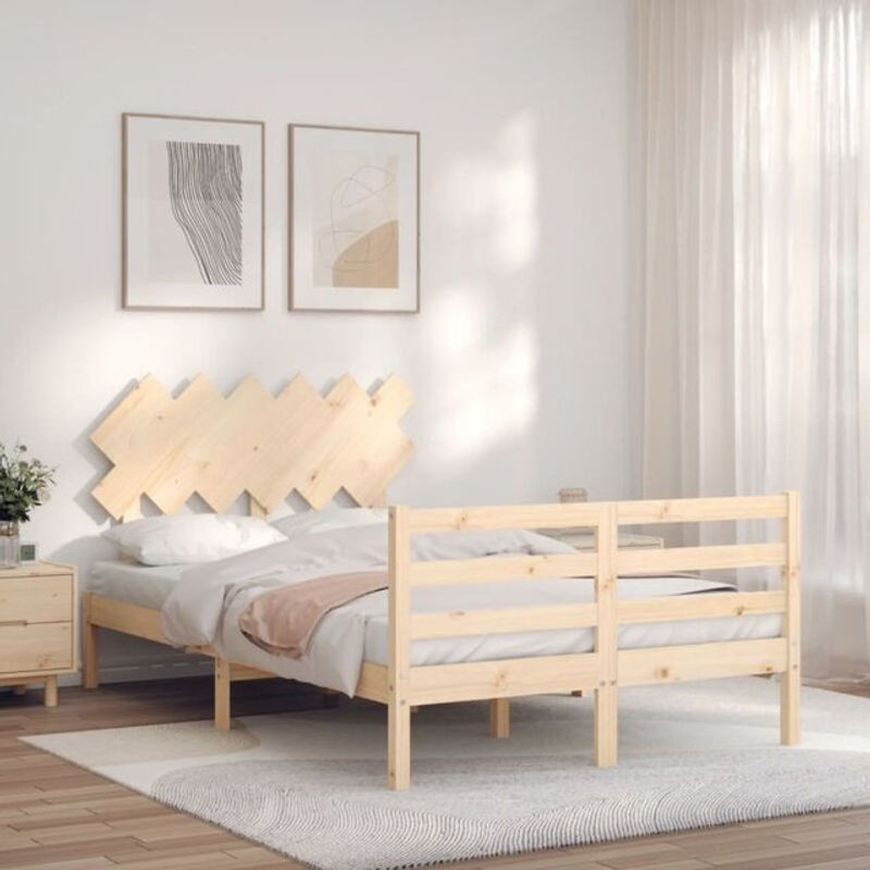 VIDAXL Massivholzbett aus Kiefer mit Kopfteil in Braun im Landhaus- und Skandinavischen Stil, B/T/H: 190 x 125,5 x 81 cm - Bild 1