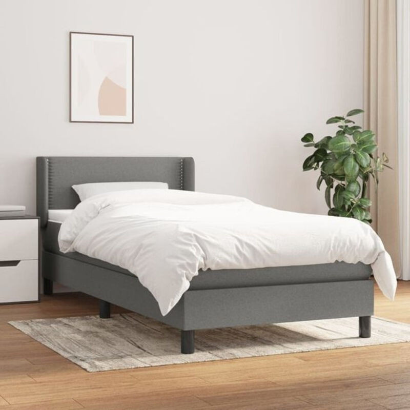 Vidaxl Boxspringbett mit Matratze in Anthrazit Grau aus Stoff, B/T: 100 x 200 cm - Bild 1