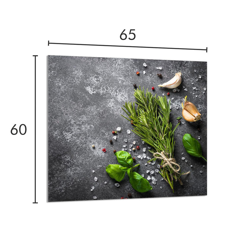 Glas-Küchenrückwand in Marmor-Optik Grau, rechteckig, B: 65 cm, H: 60 cm - Bild 2