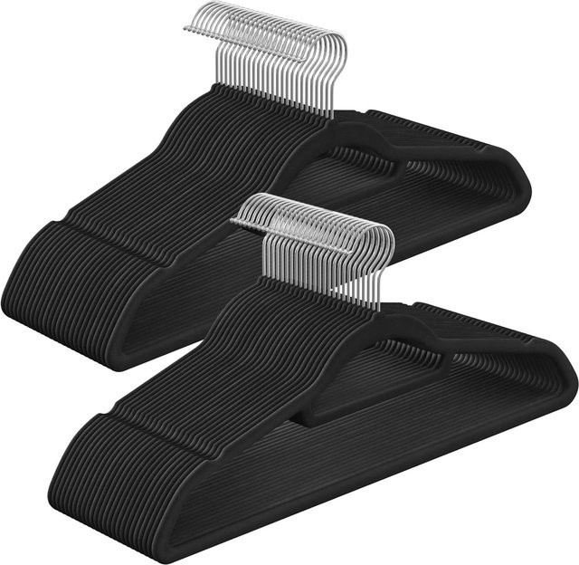 Songmics Samt-Kleiderbügel-Set Breanna in Schwarz-Silber, 50 teilig - Bild 1