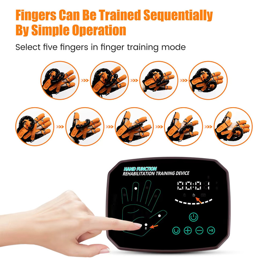 SALORIE Finger-Recovery-Trainer für Hemiplegie und Schlaganfall, automatischer Roboter-Rehabilitationshandschuh zur Handfunktionstherapie, schwarz - Bild 5