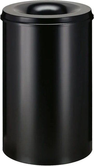 PROREGAL Selbstlöschender Papierkorb und Abfallsammler aus Metall, Schwarz, H: 72 cm, Ø: 47 cm, 110 Liter - Bild 1