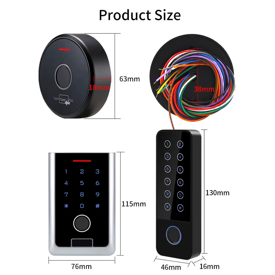 LUCKING DOOR Smart RFID Fingerabdruck-Zutrittskontrolle in Schwarz mit Tuya App Unterstützung, 2.4G WIFI, Tastatur und Wiegand-Leser - Bild 4