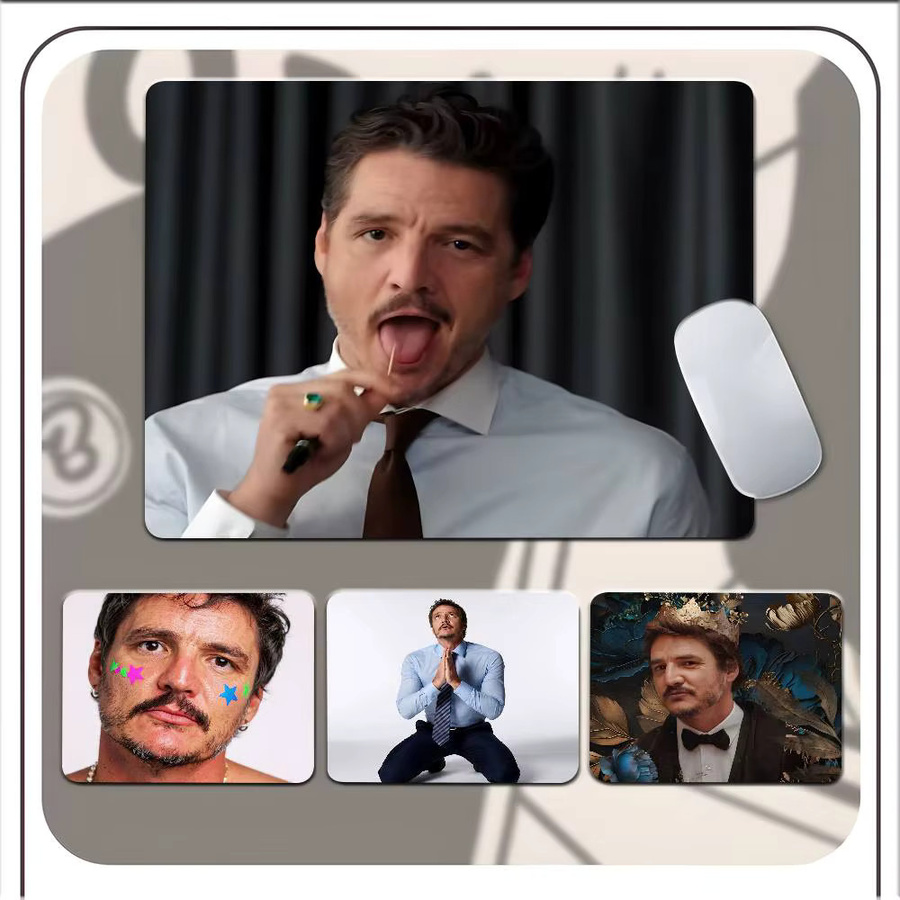 Rutschfeste Schreibtischunterlage mit Pedro Pascal Motiv, Multicolour Mauspad für Tastatur und Laptop - Bild 2