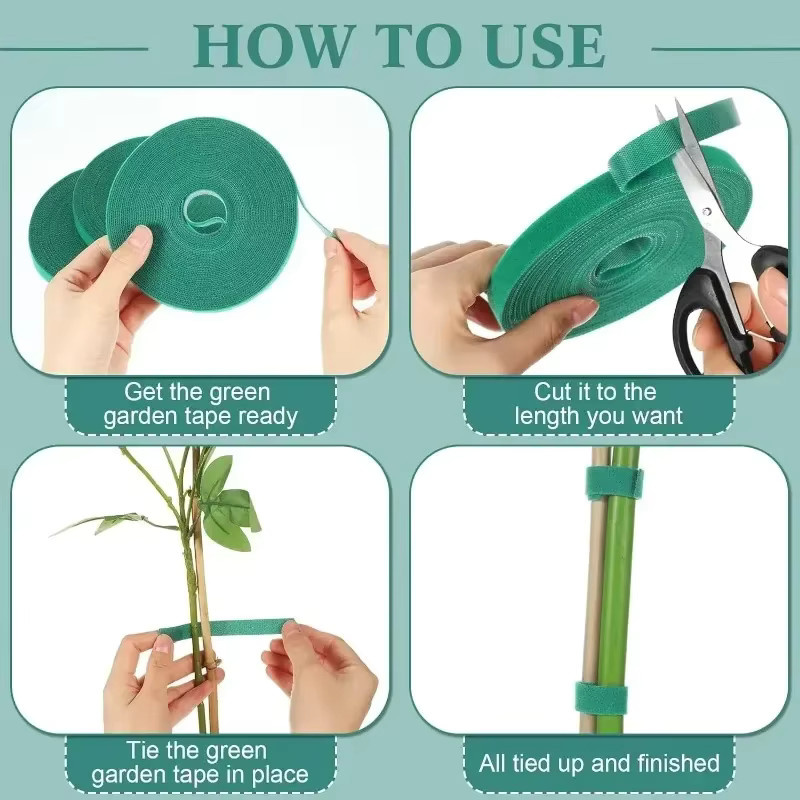 Selbstklebende Nylon-Kabelbinder für Pflanzen in Grün, wiederverwendbare Gartenschnur zur Pflanzenunterstützung aus Kunststoff - Bild 4