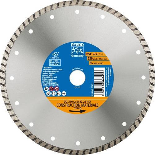 PFERD Diamant-Trennscheibe DG PSF für Stein und Beton, Farbe: Silber, Durchmesser: 230 mm, Bohrung: 22,23 mm - Bild 1