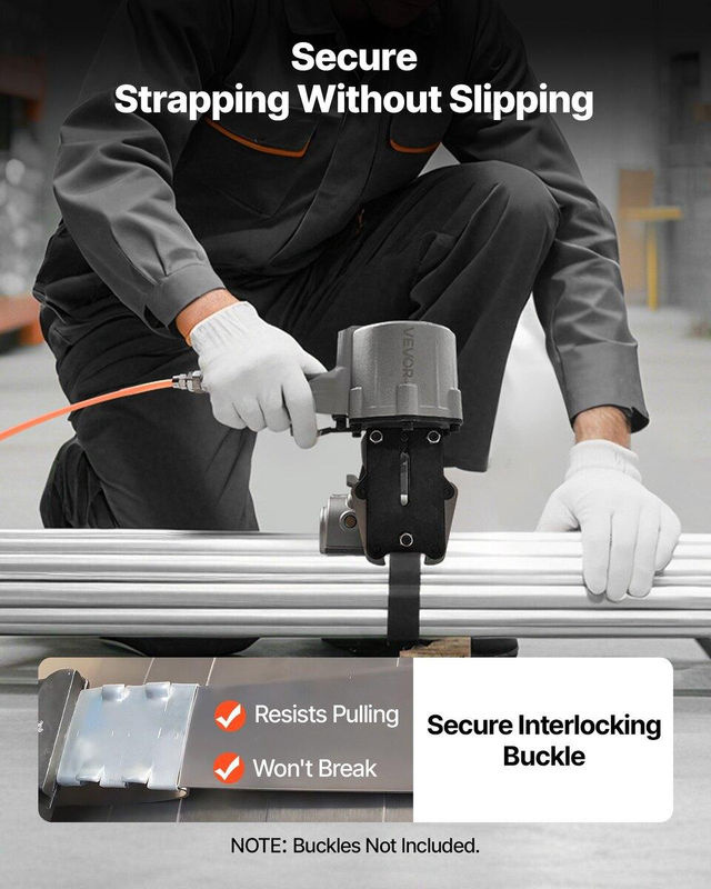Pneumatische Stahlbandumreifungsmaschine von Buying Solutions MB in Silber, Heavy Duty Metallband-Werkzeug mit 8500 N Zugkraft für 19 mm breite Metallbänder - Bild 2