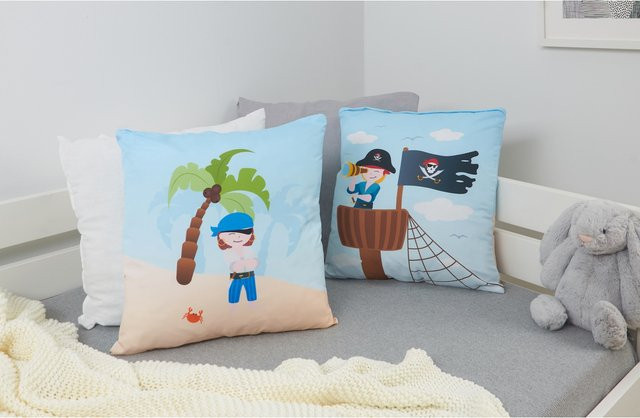 TiCAA Kinder Kissen-Set Pirat Luan in Blau, quadratisch, 36 x 36 x 10 cm - Bild 1