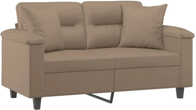 vidaXL 2-Sitzer-Sofa in Braun mit Zierkissen aus Kunstleder und Metallrahmen, modernes Design - Bild 1
