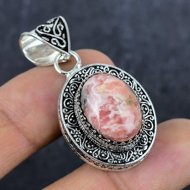 Anhänger 925 Sterlingsilber, Rhodochrosit, Unisex - Bild 1