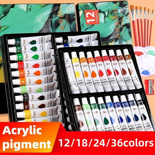 Acrylfarben-Set in Künstlerqualität mit 24 Farben in Multicolour, ungiftige Farben in 12 ml Tuben für Steine und Bastelarbeiten - Bild 1