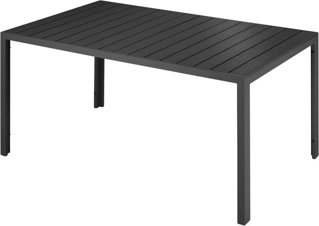 tectake Gartentisch Bianca in Schwarz mit Holzoptik aus Aluminium und Kunststoff, B/T/H: 150 x 90 x 74,5 cm - Bild 2