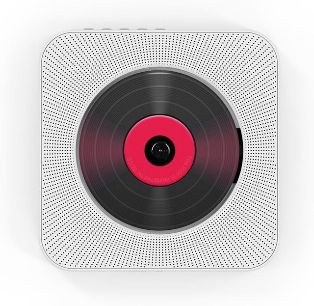 Andoer Wandmontierter CD-Player mit Bluetooth-Lautsprecher, FM-Radio und AUX-Eingang in Weiß - Bild 1