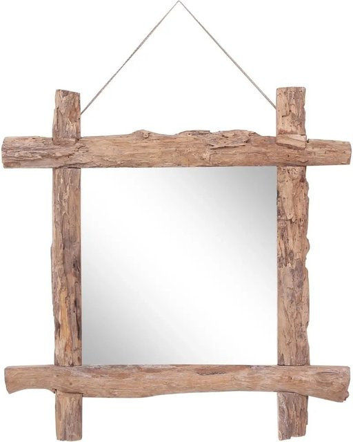 vidaXL Holzspiegel aus Teakholz in Braun, quadratisch, B/H: 70 x 70 cm - Bild 1