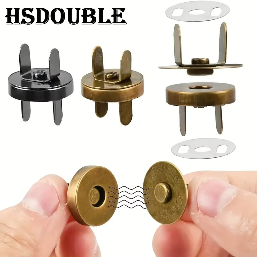 HSDOUBLE Magnetische Druckknöpfe in Schwarz aus Metall für Handtaschen und Geldbörsen, Durchmesser: 14 mm und 18 mm - Bild 3