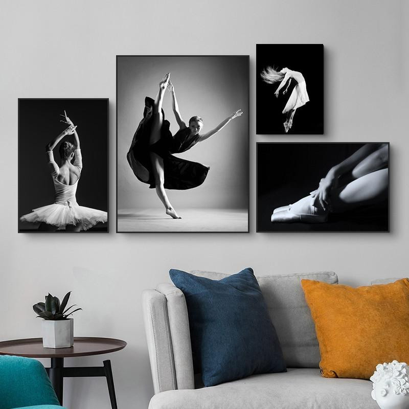 Petrichor Poster Ballerina tanzendes Mädchen als Leinwandbild in Schwarz-Weiß, Breite: 21 cm, Höhe: 30 cm, ohne Rahmen - Bild 3