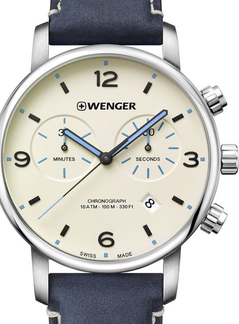 Wenger Chronograph, Quarz, Edelstahl, Leder, 44 mm, Herren - Bild 1