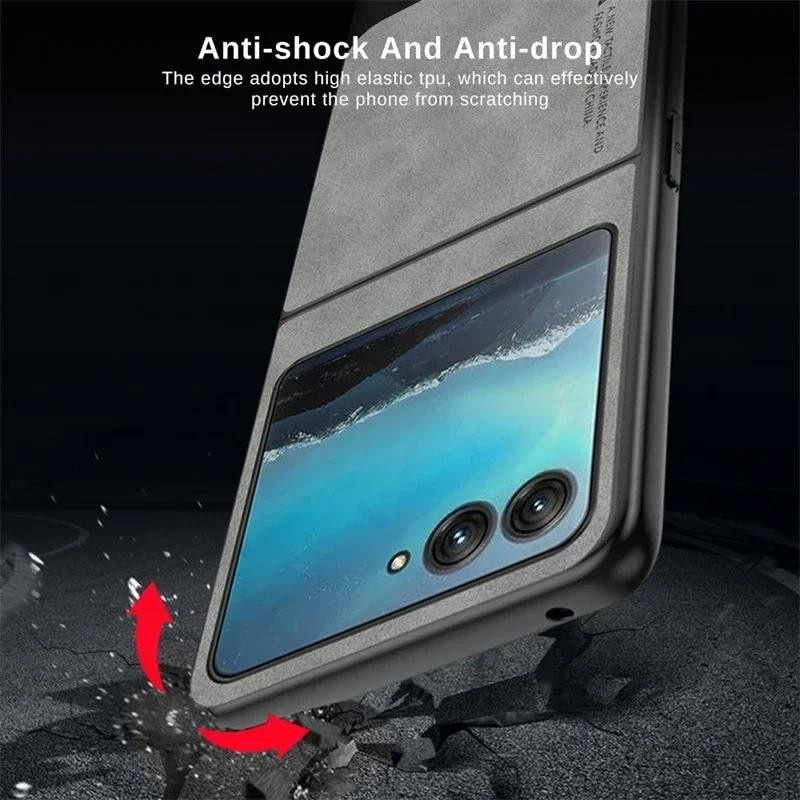 Stoßfeste Lammleder Handyhülle für Motorola Razr 60 Ultra, 50 Ultra, 40 Ultra und Razr 50/40 mit Hartplastik-Schutz in Schwarz, Grau oder Blau - Bild 2