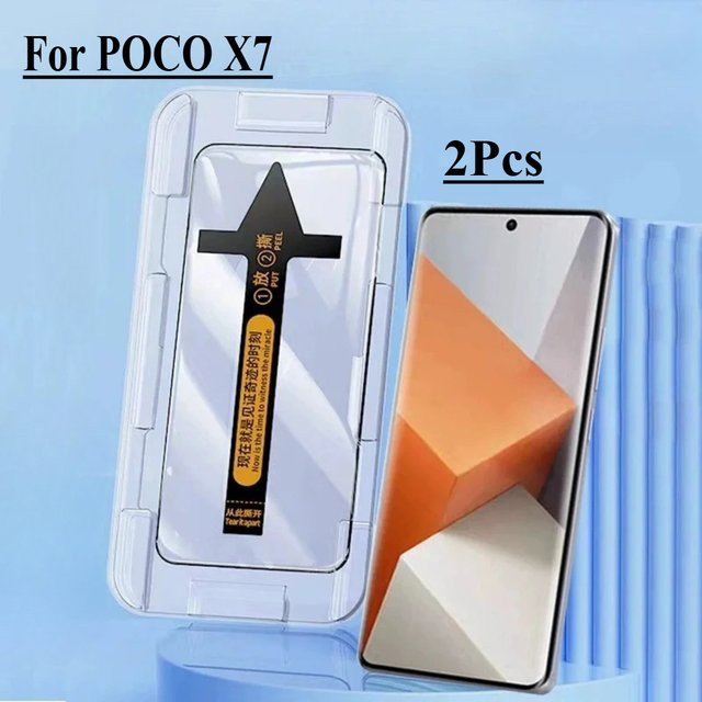 2 Stück Xiaomi POCO X7 Displayschutzfolie aus gehärtetem Glas in Transparent mit automatischem Installationswerkzeug - Bild 1