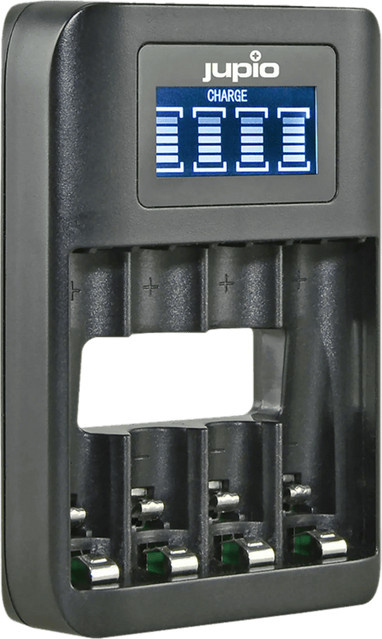 Jupio USB Akku Schnellladegerät mit LCD-Display und 4 Schächten - Bild 1