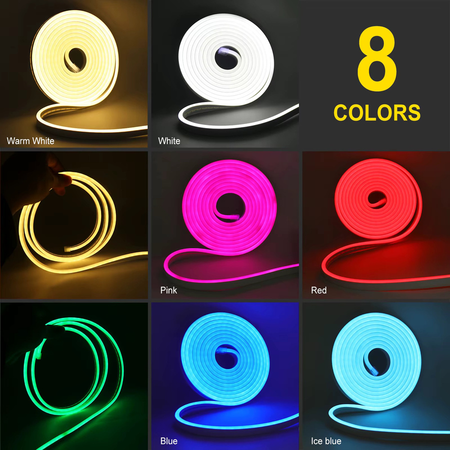 HEGEHE Neon-Flex LED-Streifen mit 120 LEDs, USB-Anschluss DC 5V, Touch-dimmbar, flexibles Silikon-Lichtband für DIY Home Decor in Weiß, Blau, Rosa, Gelb oder Grün - Bild 3